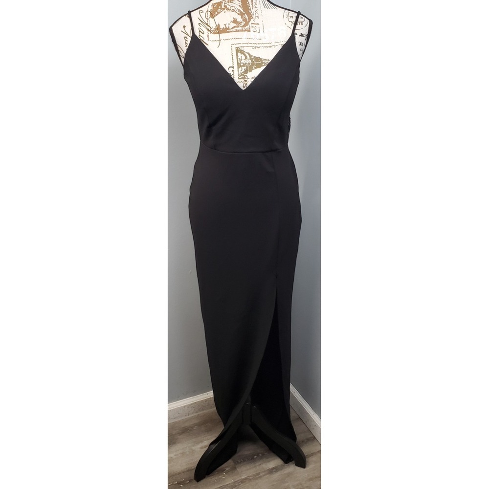 Windsor Maxi Dress Womens Medium Black Lace Trim Formal Evening Prom SYM1966WD